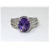 Image 1 : 2.4 Carat Amethyst & Diamond Sterling Silver Ring
