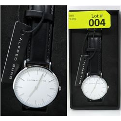 New in Box Alfred Sung Designer Silver Tone Watch