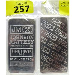 10 Oz Johnson Matthey .999 Silver Bar