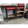 Image 1 : 2 Drawer Craftsman Work Table - Metal Base