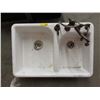 Image 1 : Double Basin Porcelain Sink - 34" x 22" x 7" deep