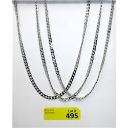 3 New 24" Figaro Neck Chains - 1/4" Wide