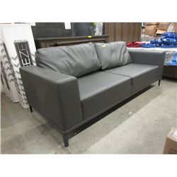 New European Grey Leather Sofa by SofaLab