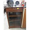 Image 1 : Vintage Glass Door Wood Book Case with Top Drawer