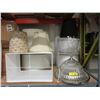 Image 1 : 3 Light Fixtures & 10 Assorted Lamp Shades