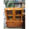 Image 1 : Rolling TV Stand and Glass Door Wood Cabinet