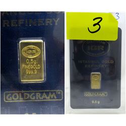 1/2 Gram Turkish Mint .9999 Fine Gold Investor Bar