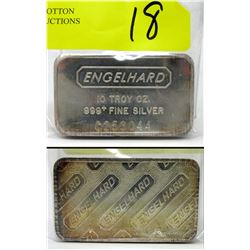 10 Oz. Engelhard 2-Sided .999 Fine Silver Bar