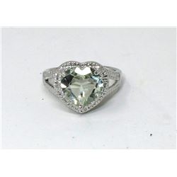 New 3 CT Green Amethyst & Diamond Ring