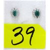 Image 1 : New Sterling Silver Diamond & Emerald Earrings