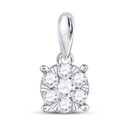 Diamond Flower Cluster Pendant 1/4 Cttw 14kt White Gold