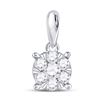 Image 1 : Diamond Flower Cluster Pendant 1/4 Cttw 14kt White Gold