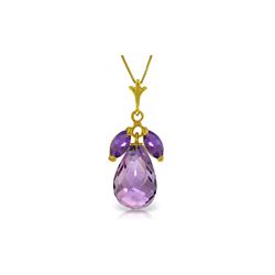 Genuine 7.2 ctw Amethyst Necklace 14KT Yellow Gold - REF-30H5X