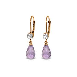 Genuine 4.53 ctw Amethyst & Diamond Earrings 14KT Rose Gold - REF-29Z3N