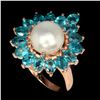 Image 2 : Natural Pearl & Paraiba Blue Apatite Ring