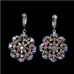 Natural Tanzanite & Fancy Sapphire 83.58 Cts Earrings