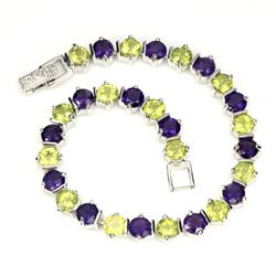 Natural Purple Amethyst Peridot 88.46 Cts Bracelet