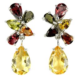 NATURAL YELLOW CITRINE & MULTI COLOR TOURMALINE Earring