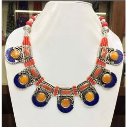 Tibet Natural Stone Tribal Queen Royal Necklace
