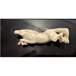 Hand Carved Antler 3D Running Horse Pendant