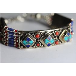 Tibet Hand Made Turquoise Lapiz Lazuli & Coral Bracelet