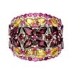 Image 1 : Natural Rhodolite Garnet,  Citrine & Ruby Ring