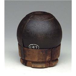 CS 6-POUNDER WOOD FUSED CANNONBALL ON orig WOODEN