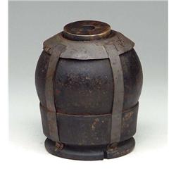 6-POUNDER BORMANN FUSED CANNONBALL W/LEAD CASE SH