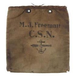 RARE CONFEDERATE CANVAS DITTY BAG STENCILED M.J. 