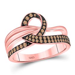 Round Brown Diamond Loop Ring 1/3 Cttw 14kt Rose Gold