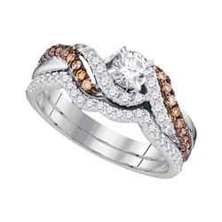 Diamond Bridal Wedding Engagement Ring Band Set 7/8 Cttw 14kt White Gold