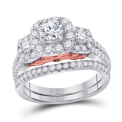 Diamond Bridal Wedding Engagement Ring Band Set 1-1/2 Cttw 14kt Two-tone Gold