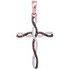 Image 1 : Round Red Color Enhanced Diamond Cross Pendant 1/4 Cttw 10kt Rose Gold