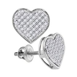 Diamond Heart Cluster Screwback Earrings 1/5 Cttw 10kt White Gold