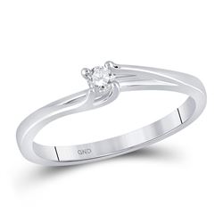 Diamond Solitaire Promise Bridal Ring 1/10 Cttw 14kt White Gold