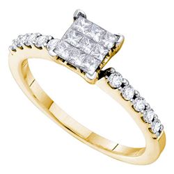 Diamond Square Cluster Slender Ring 1/2 Cttw 14kt Yellow Gold