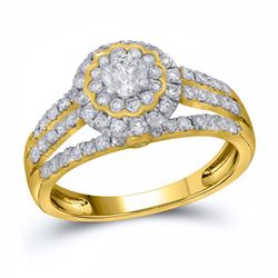 Diamond Halo Bridal Wedding Engagement Ring Band Set 1.00 Cttw 14kt Yellow Gold