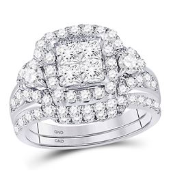 Diamond Bridal Wedding Engagement Ring Band Set 2.00 Cttw 14kt White Gold