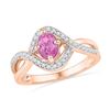 Image 1 : Oval Lab-Created Pink Sapphire Solitaire Twist Ring 1/2 Cttw 10kt Rose Gold