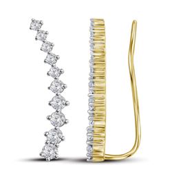 Diamond Climber Earrings 3/4 Cttw 14kt Yellow Gold