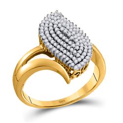 Diamond Oval Marquise-shape Cluster Ring 3/8 Cttw 10kt Yellow Gold