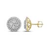 Image 1 : Diamond Framed Flower Cluster Earrings 1-3/4 Cttw 14kt Yellow Gold