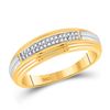Image 1 : Mens Diamond Double Row Wedding Band 1/10 Cttw 10kt Yellow Two-tone Gold