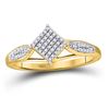 Image 1 : Diamond Offset Square Cluster Ring 1/5 Cttw 10kt Yellow Gold