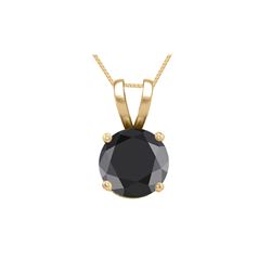 14K Yellow Gold 0.53 ct Black Diamond Solitaire Necklace - REF-42F2N