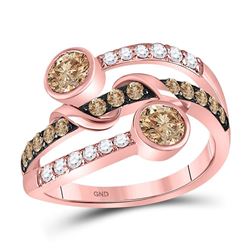 Round Brown Diamond Strand Band Ring 1.00 Cttw 10kt Rose Gold