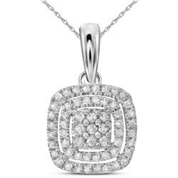 Diamond Cushion Cluster Pendant 1/3 Cttw 14kt White Gold