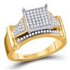 Image 1 : Diamond Elevated Square Cluster Ring 1/4 Cttw 10kt Yellow Gold