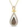Image 1 : Round Brown Diamond Teardrop Cluster Pendant 1/4 Cttw 10kt Yellow Gold