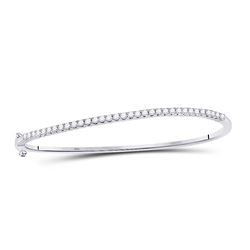 Diamond Curved Bangle Bracelet 1.00 Cttw 14kt White Gold